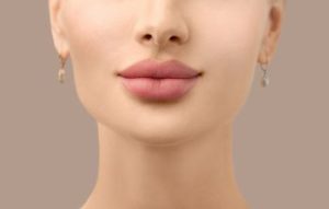 Woman with beautifully shaped full lips.
